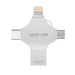Green Lion 4 in 1 USB Flash Drive 128GB - Silver