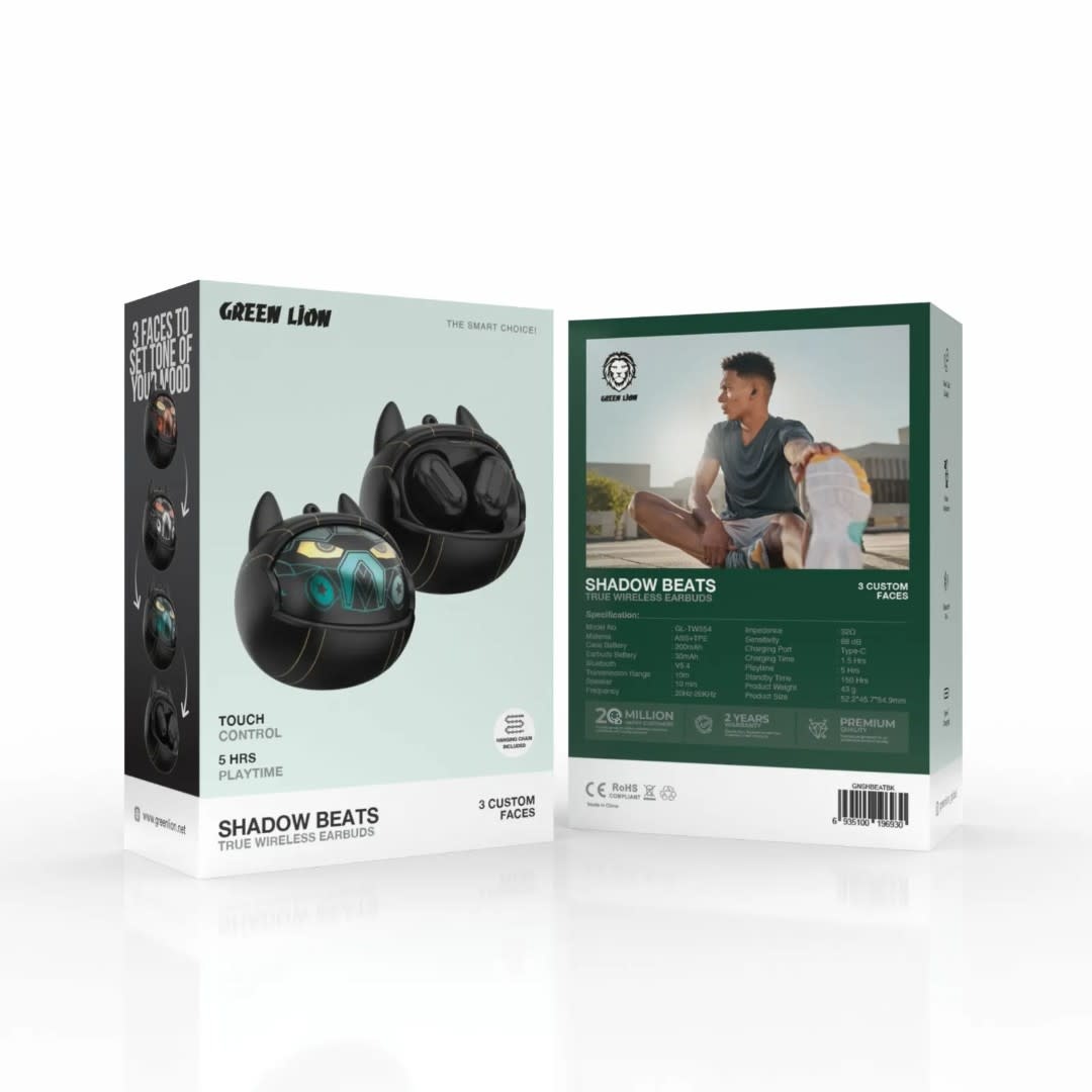 Green Lion Green Lion Shadow Beats True Wireless Earbuds - Zwart, foto 2 van 2