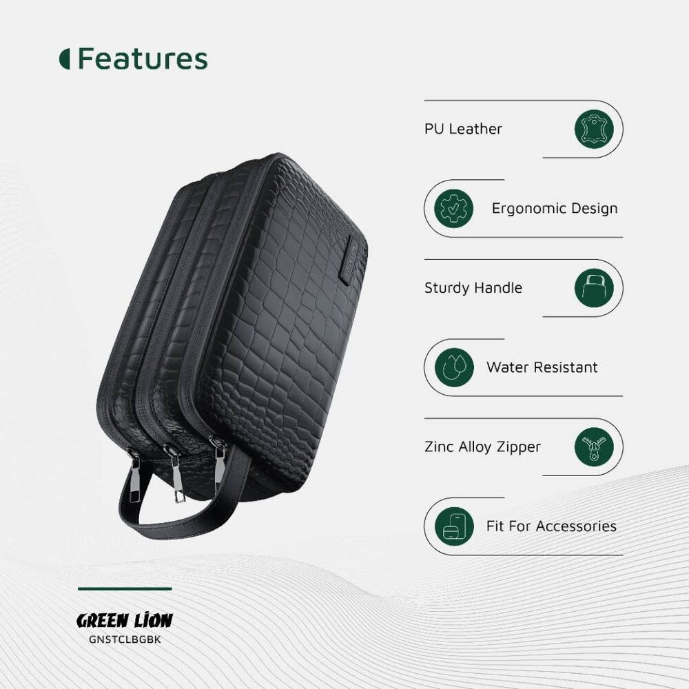 Green Lion Green Lion Stallion Crocodile Clutch Bag - PU Leather - Black Green Lion Green Lion Stallion Crocodile Clutch Bag - PU Leather - Black