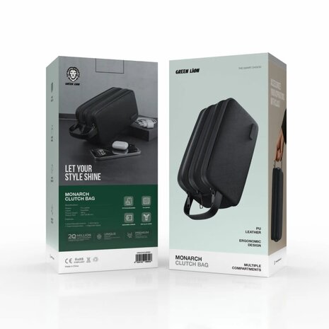 Green Lion Green Lion Monarch Clutch Bag - PU Leather - Schwarz Green Lion Green Lion Monarch Clutch Bag - PU Leather - Schwarz