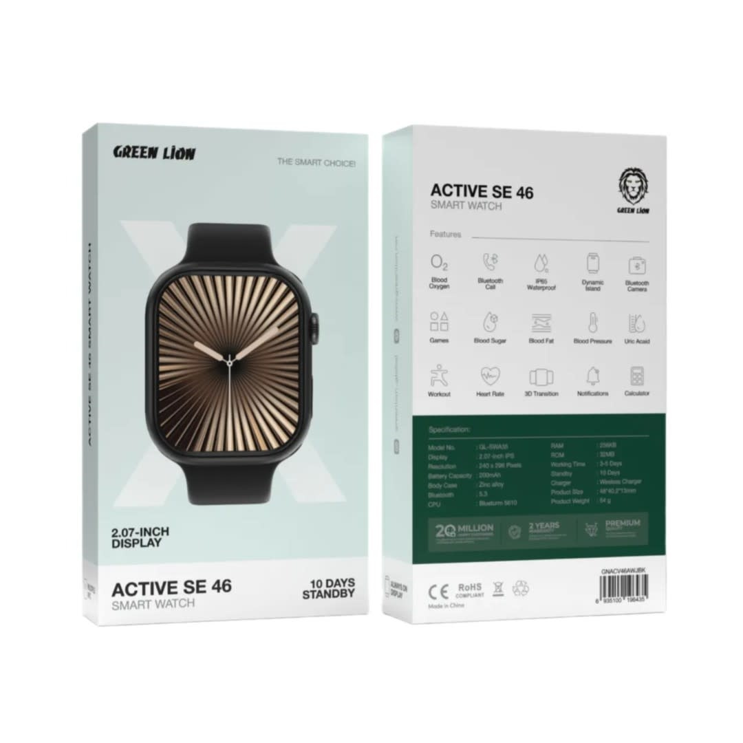 Green Lion Green Lion Active SE 46 Smart Watch - Jet Black & Black Strap, foto 2 van 2