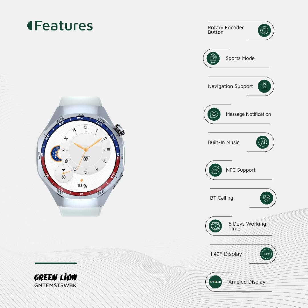 Green Lion Green Lion Tech Master Smart Watch - Zilver, foto 4 van 6