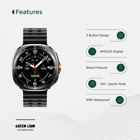 Green Lion Green Lion Connect Pro Smart Watch - Black Green Lion Green Lion Connect Pro Smart Watch - Black