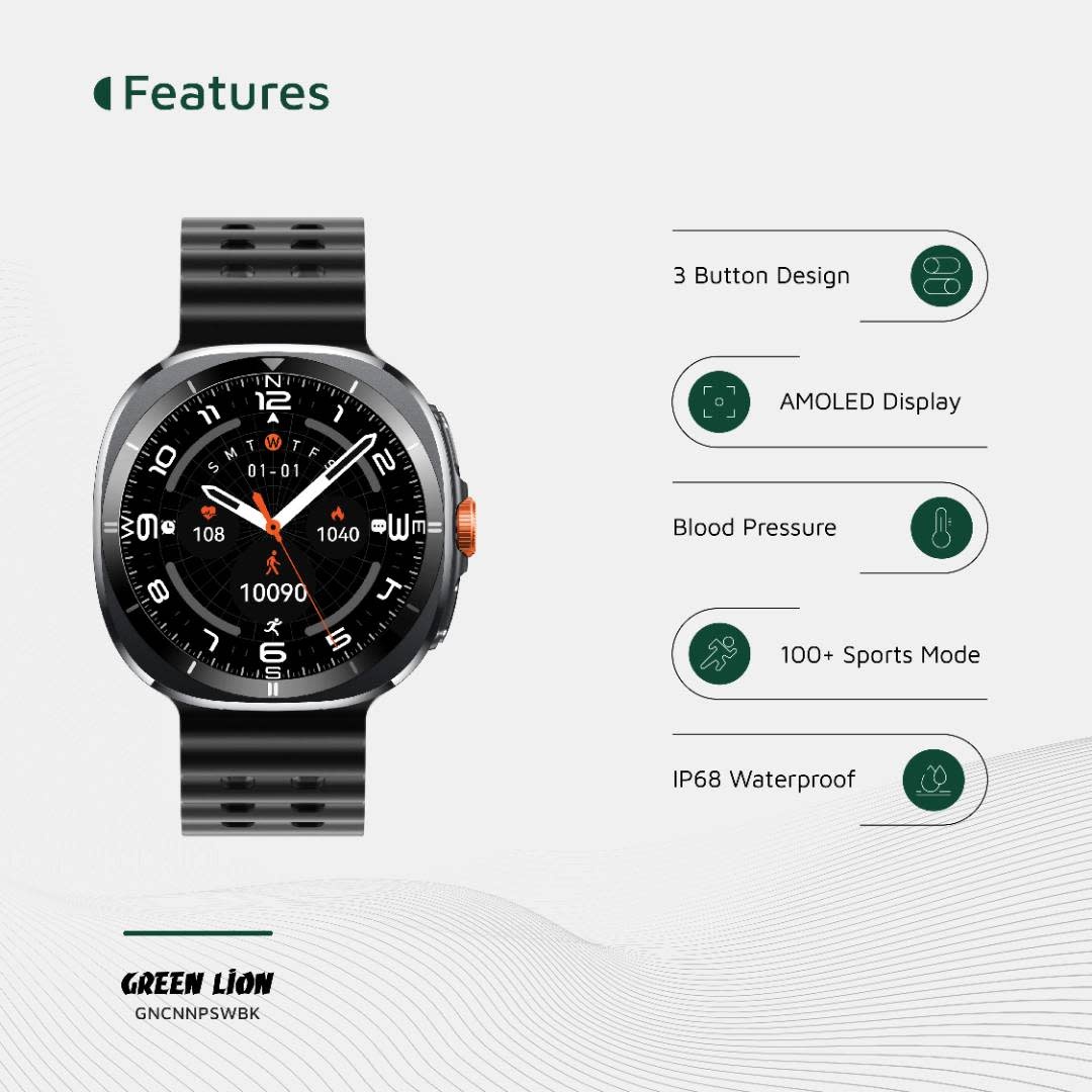 Green Lion Green Lion Connect Pro Smart Watch - Zwart, foto 5 van 6