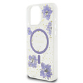 Guess Guess iPhone 16 Pro Back-Cover hul - Magsafe - Resin Flowers Design - Lila