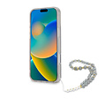 Guess Guess iPhone 16 Pro Max Back cover case - Magsafe IML - Flower Wreath Design & Pearl Strap - Black