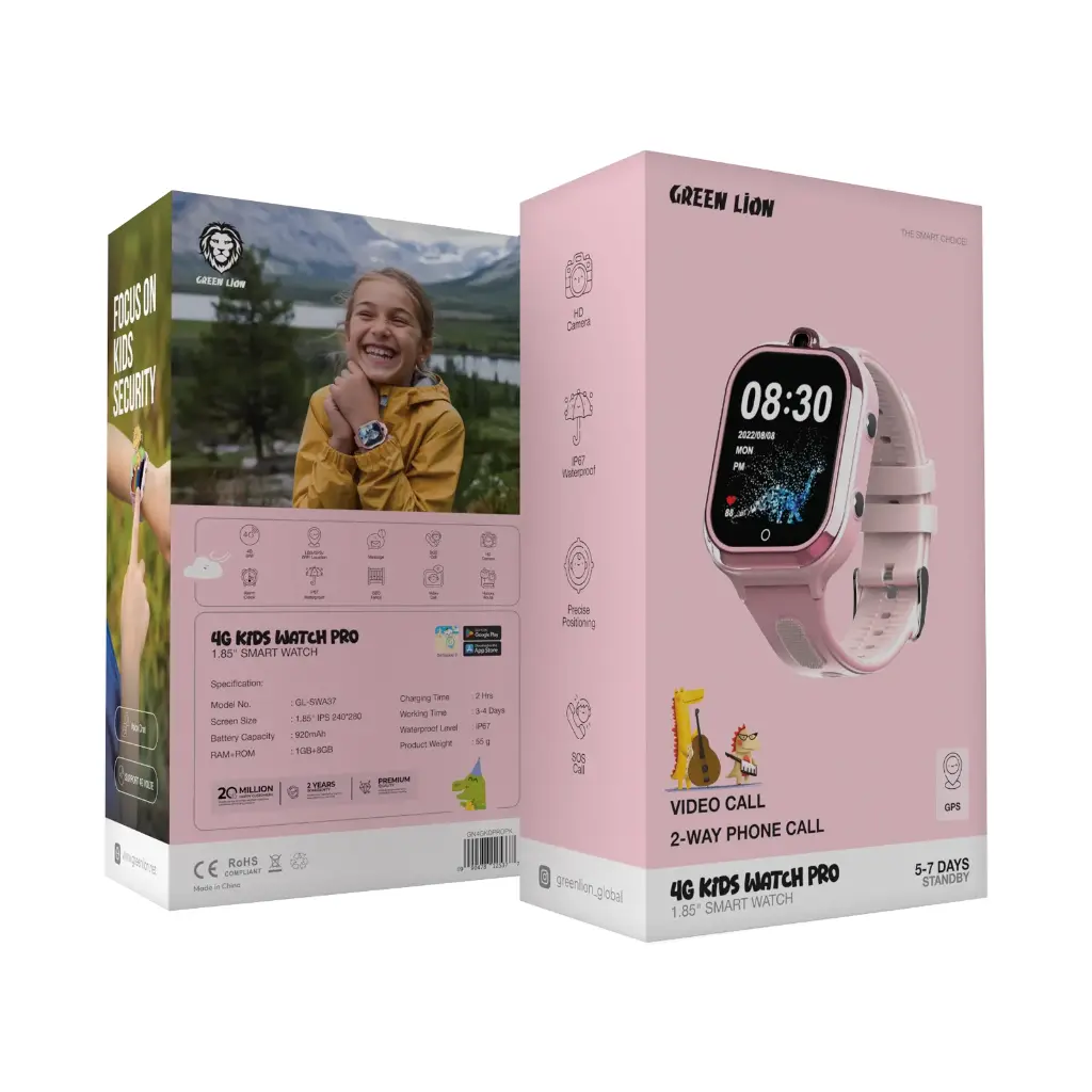 Green Lion Green Lion 4G Kids Watch Pro Smart Watch - Roze, foto 2 van 2