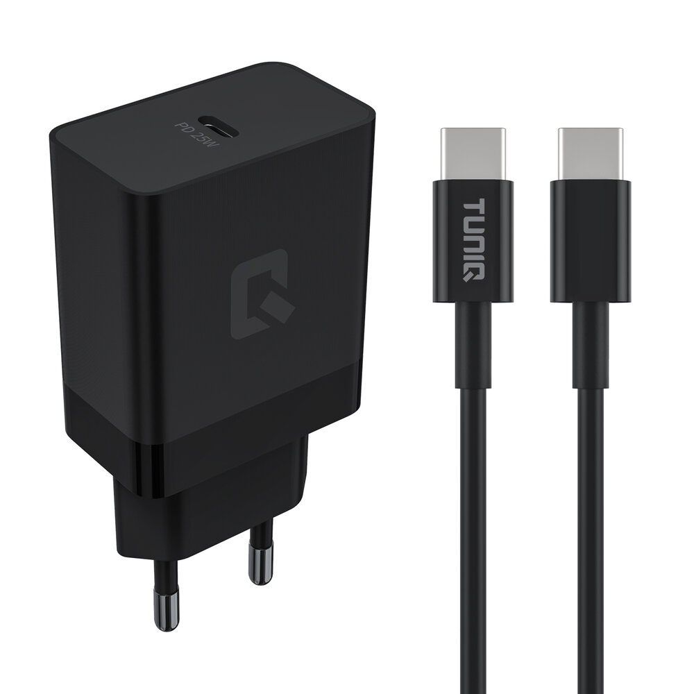 TUNIQ TUNIQ Fast Charger PD 25W Adapter mit Lightning-zu-USB Type-C Kabel - Schwarz TUNIQ TUNIQ Fast Charger PD 25W Adapter mit Lightning-zu-USB Type-C Kabel - Schwarz