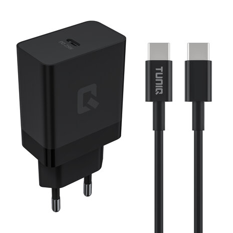 TUNIQ TUNIQ Fast Charger PD 25W Adapter mit Lightning-zu-USB Type-C Kabel - Schwarz TUNIQ TUNIQ Fast Charger PD 25W Adapter mit Lightning-zu-USB Type-C Kabel - Schwarz