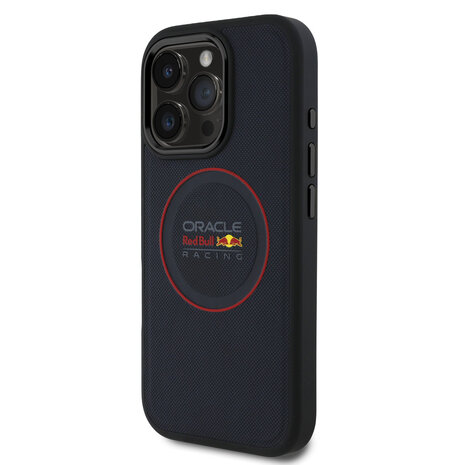 Red Bull Racing Red Bull Racing iPhone 16 Pro Backcover hoesje - Magsafe - Meshed PU Leather - Red Ring Logo - Blauw Red Bull Racing Red Bull Racing iPhone 16 Pro Backcover hoesje - Magsafe - Meshed PU Leather - Red Ring Logo - Blauw