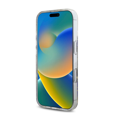 Guess Guess iPhone 16 Backcover hoesje - Magsafe - Resin Flowers Design - Paars Guess Guess iPhone 16 Backcover hoesje - Magsafe - Resin Flowers Design - Paars