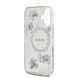 Guess Guess iPhone 16 Back-Cover hul - Magsafe - Resin Flowers Design - Lila Guess Guess iPhone 16 Back-Cover hul - Magsafe - Resin Flowers Design - Lila