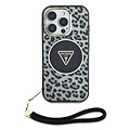 Guess Guess iPhone 16 Pro Back cover case - Magsafe - Leopard print with Nylon strap - Black