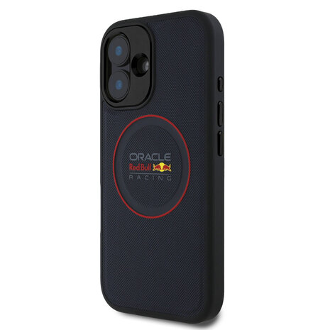 Red Bull Racing Red Bull Racing iPhone 16 Backcover hoesje - Magsafe - Meshed PU Leather - Red Ring Logo - Blauw Red Bull Racing Red Bull Racing iPhone 16 Backcover hoesje - Magsafe - Meshed PU Leather - Red Ring Logo - Blauw