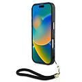Guess Guess iPhone 16 Pro Back cover coque - Magsafe - Leopard print with Nylon strap - Noir