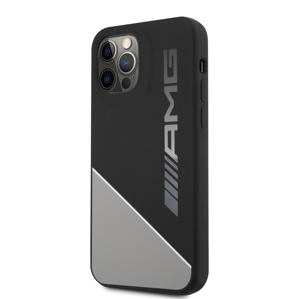 AMG AMG iPhone 12 - 12 Pro Backcover hoesje - Silicone - Two Tones White Line - Grijs