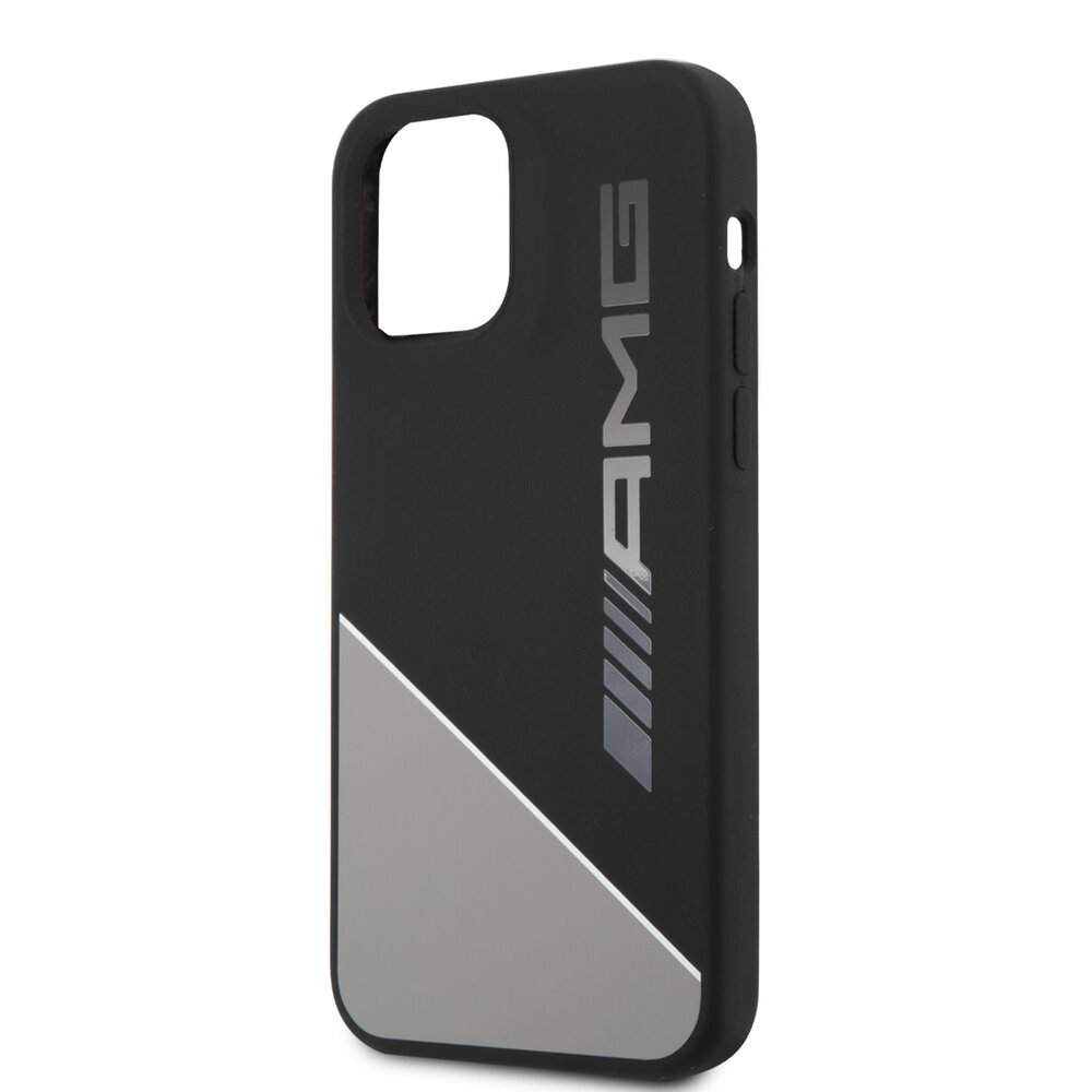 AMG AMG iPhone 12 - 12 Pro Backcover hoesje - Silicone - Two Tones White Line - Grijs