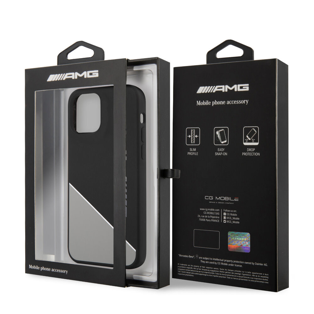 AMG AMG iPhone 12 - 12 Pro Back cover case - Silicone - Two Tones White Line - Grey