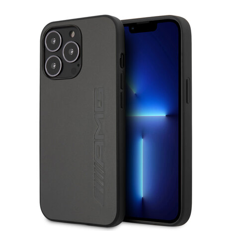 AMG AMG iPhone 13 Pro Back-Cover hul - Leather - Hot Stamp - Grau AMG AMG iPhone 13 Pro Back-Cover hul - Leather - Hot Stamp - Grau