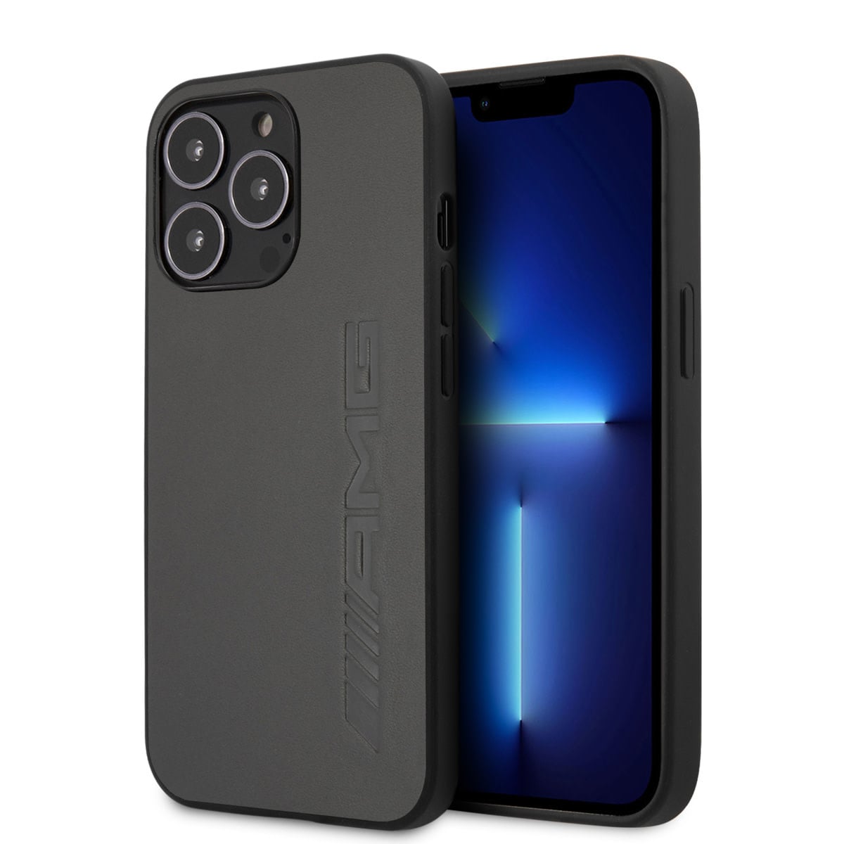 AMG AMG iPhone 13 Pro Backcover hoesje - Leather - Hot Stamp - Grijs