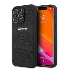 AMG iPhone 13 Pro Back-Cover hul - Leather with Curved Lines - Schwarz