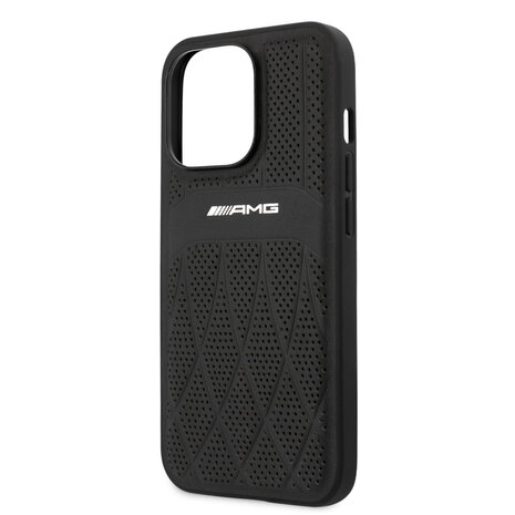 AMG AMG iPhone 13 Pro Max Back cover case - Leather with Curved Lines - Black AMG AMG iPhone 13 Pro Max Back cover case - Leather with Curved Lines - Black