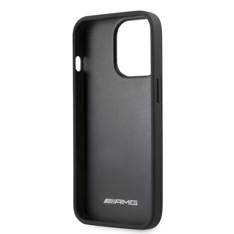 AMG AMG iPhone 13 Pro Max Back cover case - Leather with Curved Lines - Black AMG AMG iPhone 13 Pro Max Back cover case - Leather with Curved Lines - Black