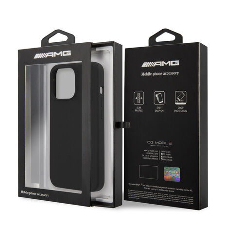 AMG AMG iPhone 13 Pro Backcover hoesje - Silicone - Big White Logo - Zwart