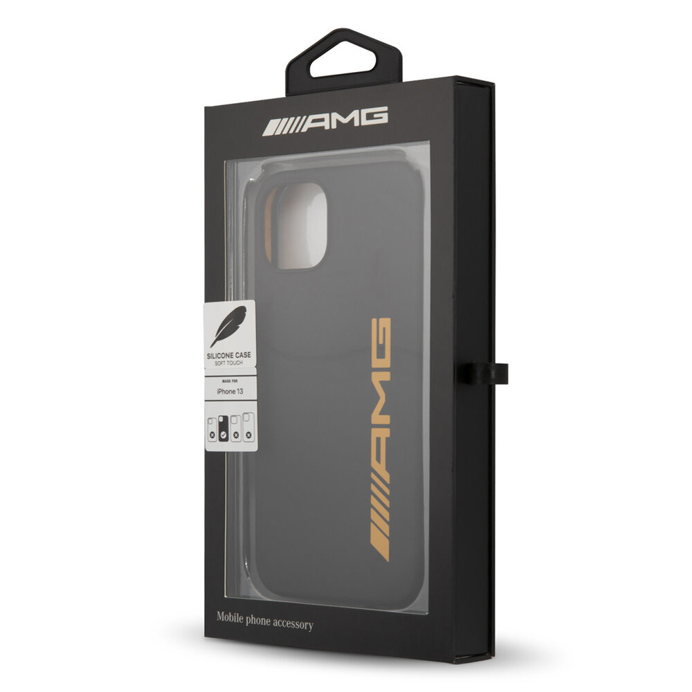 AMG AMG iPhone 13 & 14 Back-Cover hul - Silicone - Big Yellow Logo - Schwarz