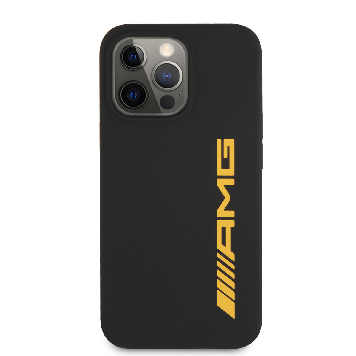 AMG AMG iPhone 13 Pro Backcover hoesje - Silicone - Big Yellow Logo - Zwart, foto 3 van 6