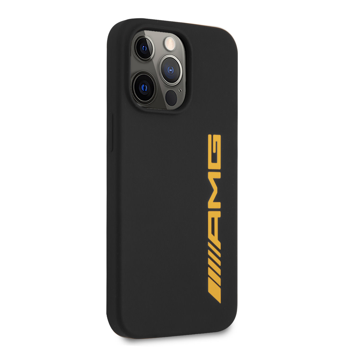 AMG AMG iPhone 13 Pro Backcover hoesje - Silicone - Big Yellow Logo - Zwart, foto 4 van 6