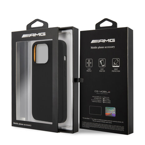 AMG AMG iPhone 13 Pro Backcover hoesje - Silicone - Big Yellow Logo - Zwart