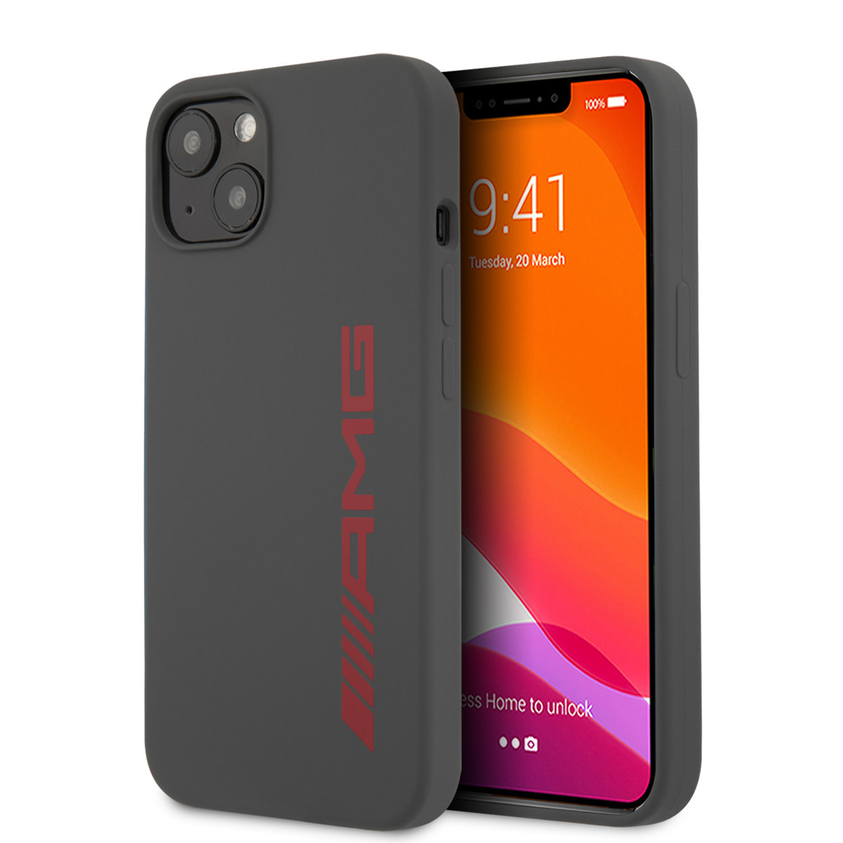 AMG AMG iPhone 13 & 14 Backcover hoesje - Silicone - Big Red Logo - Grijs