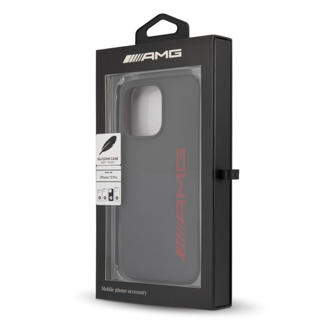 AMG AMG iPhone 13 Pro Backcover hoesje - Silicone - Big Red Logo - Grijs