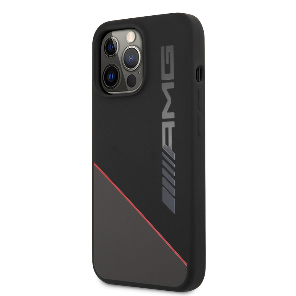 AMG AMG iPhone 13 Pro Backcover hoesje - Silicone - Two Tones Red Line - Zwart