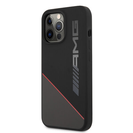AMG AMG iPhone 13 Pro Back-Cover hul - Silicone - Two Tones Red Line - Schwarz