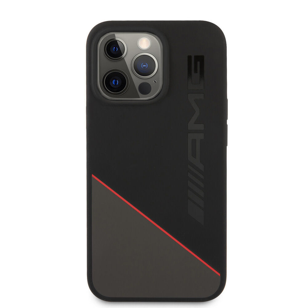 AMG AMG iPhone 13 Pro Back-Cover hul - Silicone - Two Tones Red Line - Schwarz