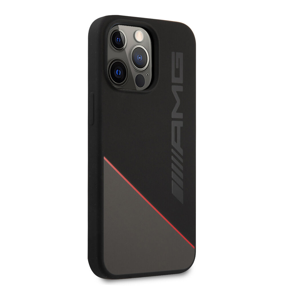 AMG AMG iPhone 13 Pro Back-Cover hul - Silicone - Two Tones Red Line - Schwarz