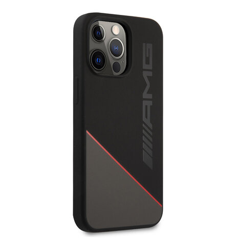 AMG AMG iPhone 13 Pro Backcover hoesje - Silicone - Two Tones Red Line - Zwart