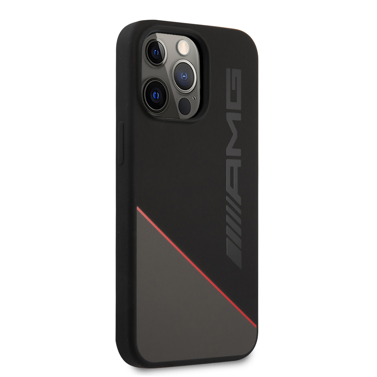 AMG AMG iPhone 13 Pro Backcover hoesje - Silicone - Two Tones Red Line - Zwart, foto 4 van 6