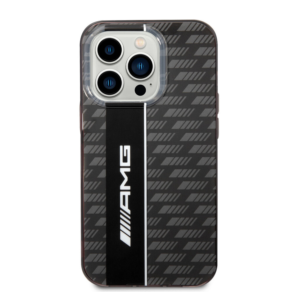 AMG AMG iPhone 14 Pro Back cover case - Double Layer - Carbon Pattern - Grey