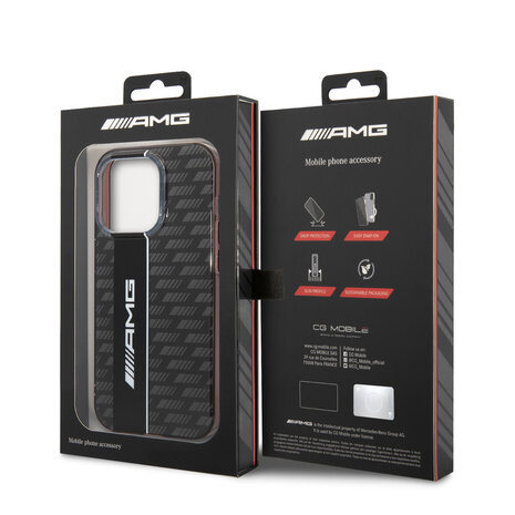 AMG AMG iPhone 14 Pro Back cover case - Double Layer - Carbon Pattern - Grey