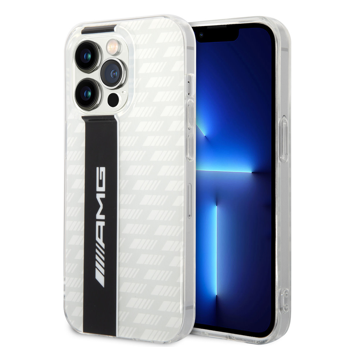 AMG AMG iPhone 14 Pro Backcover hoesje - Double Layer - Carbon Pattern - Wit