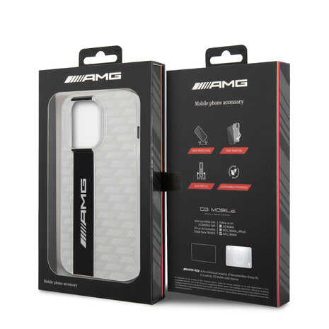 AMG AMG iPhone 14 Pro Backcover hoesje - Double Layer - Carbon Pattern - Wit AMG AMG iPhone 14 Pro Backcover hoesje - Double Layer - Carbon Pattern - Wit