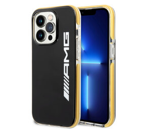 AMG AMG iPhone 14 Pro Back cover coque - Yellow Frame - Noir AMG AMG iPhone 14 Pro Back cover coque - Yellow Frame - Noir