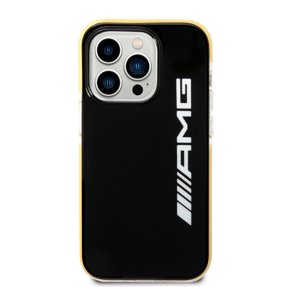 AMG AMG iPhone 14 Pro Back cover case - Yellow Frame - Black AMG AMG iPhone 14 Pro Back cover case - Yellow Frame - Black