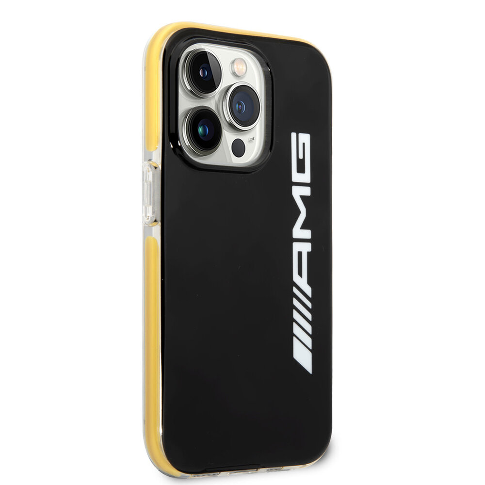 AMG AMG iPhone 14 Pro Back cover coque - Yellow Frame - Noir AMG AMG iPhone 14 Pro Back cover coque - Yellow Frame - Noir