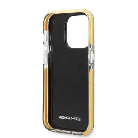 AMG AMG iPhone 14 Pro Back cover coque - Yellow Frame - Noir AMG AMG iPhone 14 Pro Back cover coque - Yellow Frame - Noir