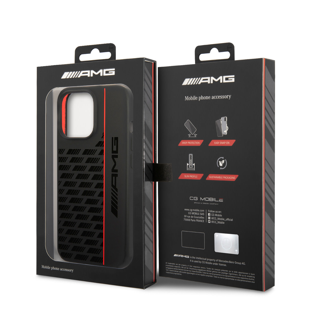 AMG AMG iPhone 14 Pro Backcover hoesje - Double Layer - Carbon Pattern - Zwart, foto 5 van 6