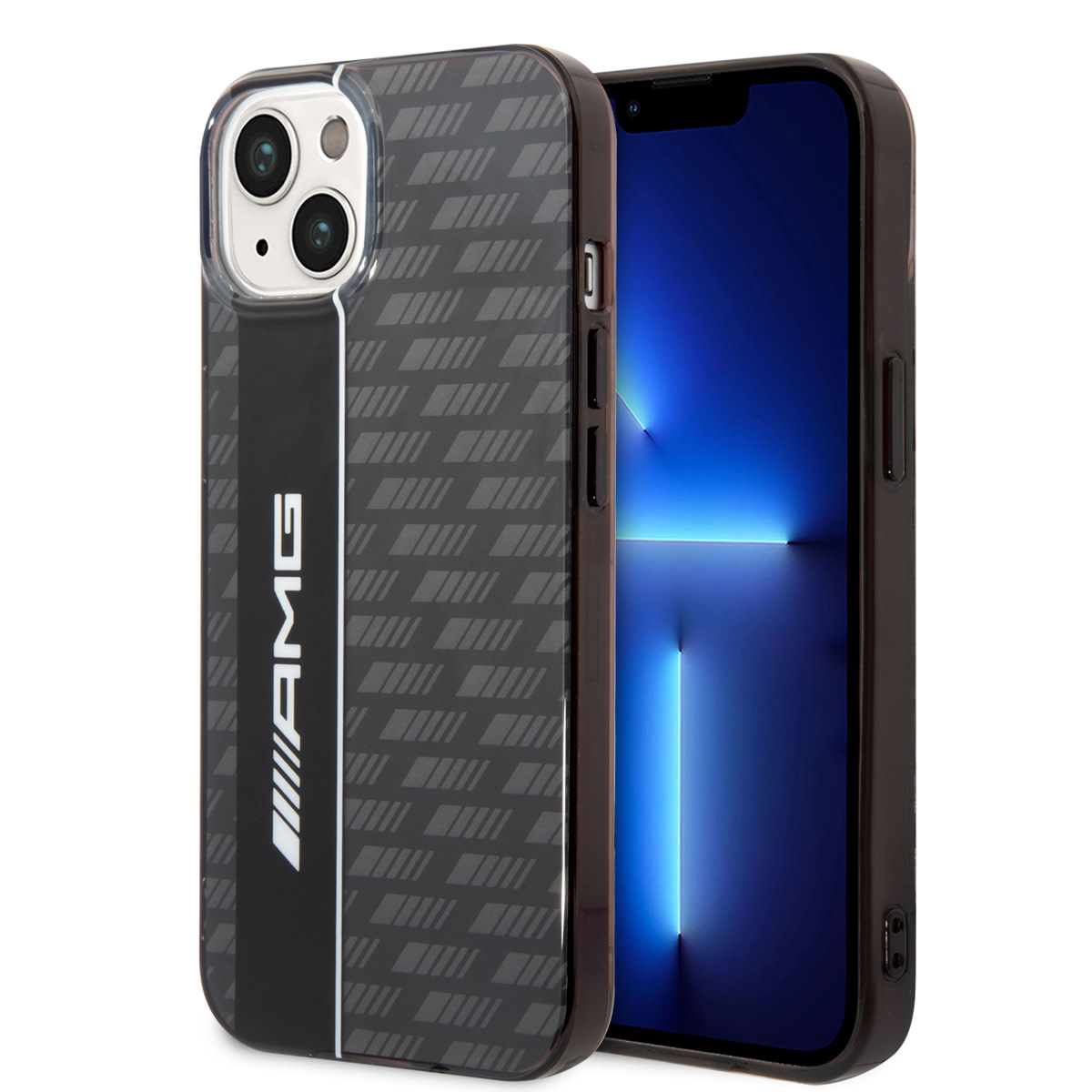 AMG AMG iPhone 14 & 13 Backcover hoesje - Double Layer - Carbon Pattern - Grijs